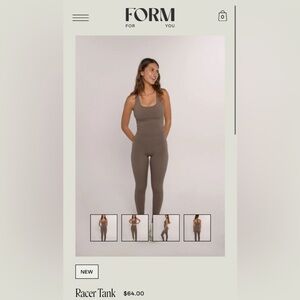 NWOT FORM Racer Tank, Walnut, Small